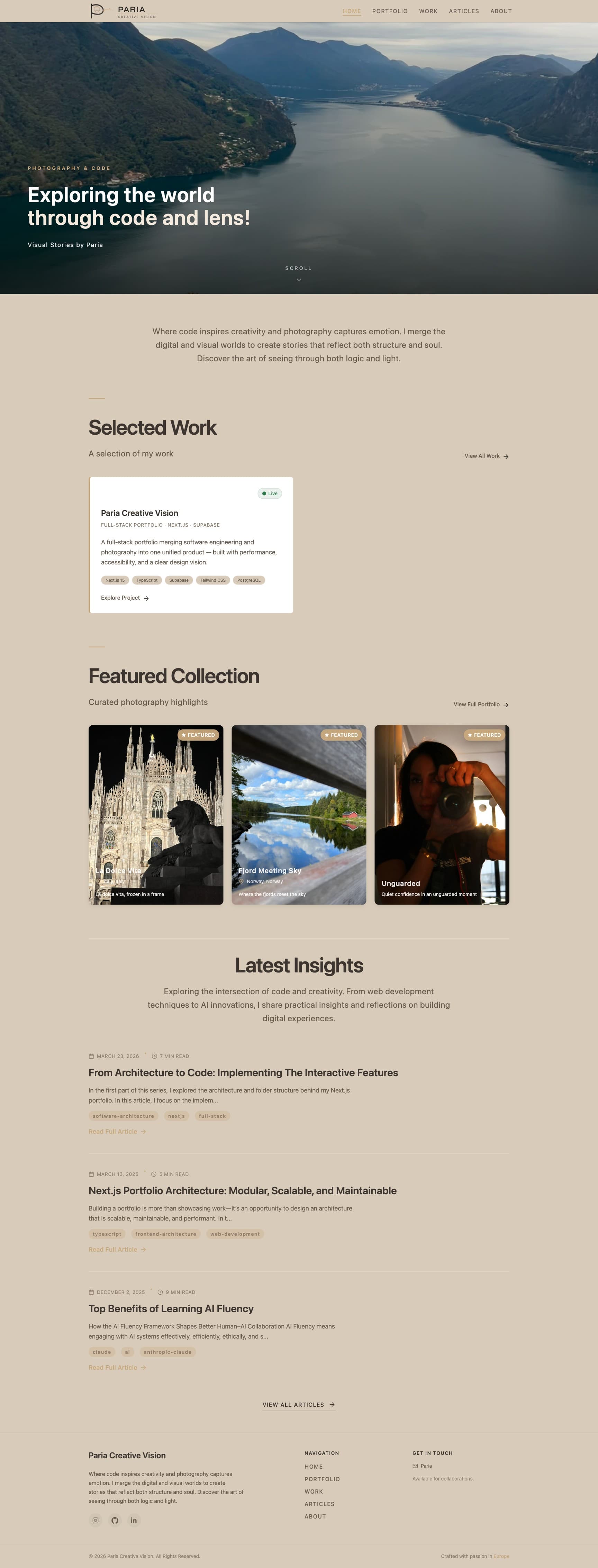 Paria Creative Vision full-page preview