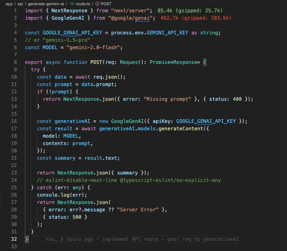 Build a Gemini Text-to-Text UI in Next.js: API Routes